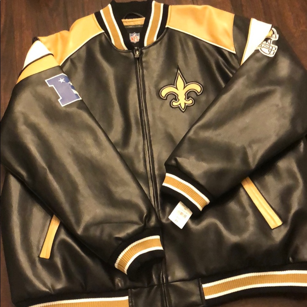 Saints NFL leather jacket NWT 2XL